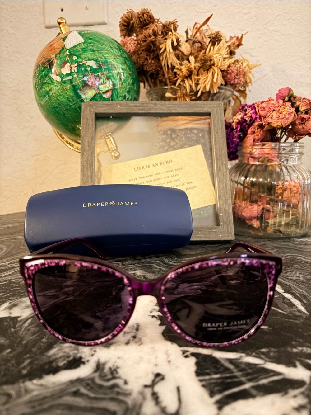 Draper James Purple Patterned Cat-Eye Sunglasses